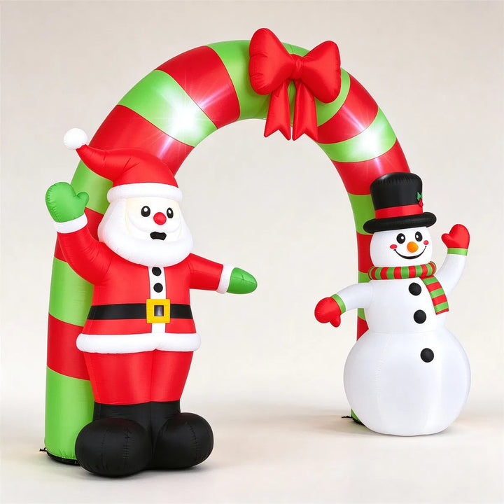 Inflatable Christmas arch with Santa and snowman