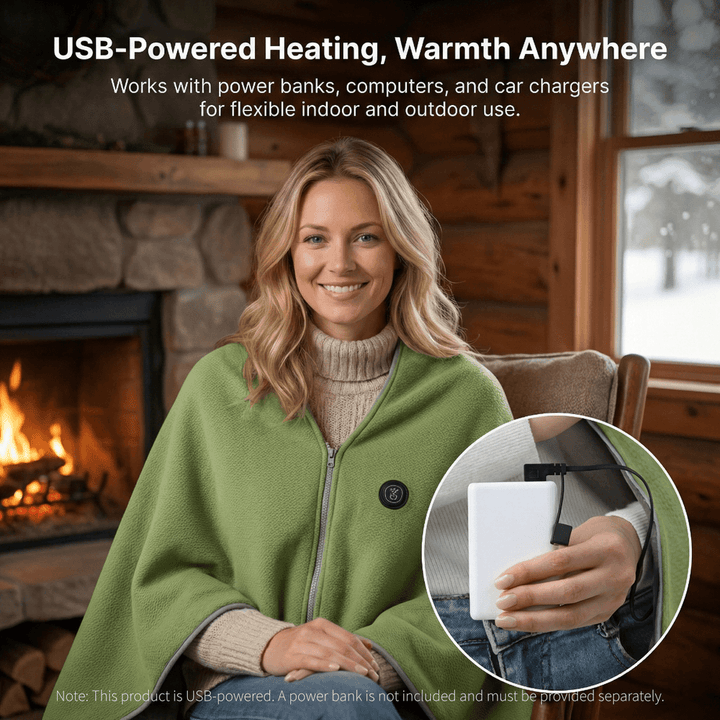 Heated Shawl Blanket - 8-Zone USB Heating, Portable, Office &amp; Camping