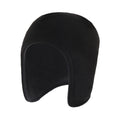 Black polar fleece cap with ear flaps