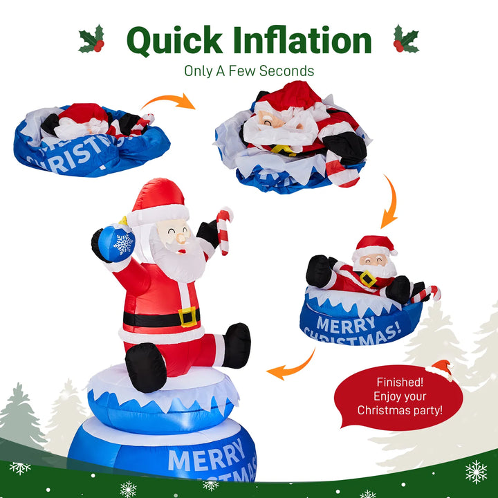 Inflatable Santa on rotating Merry Christmas base