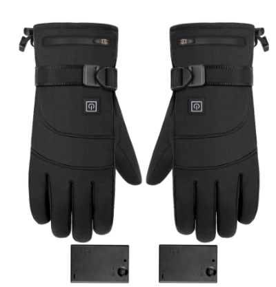 Pair of black heated touchscreen gloves