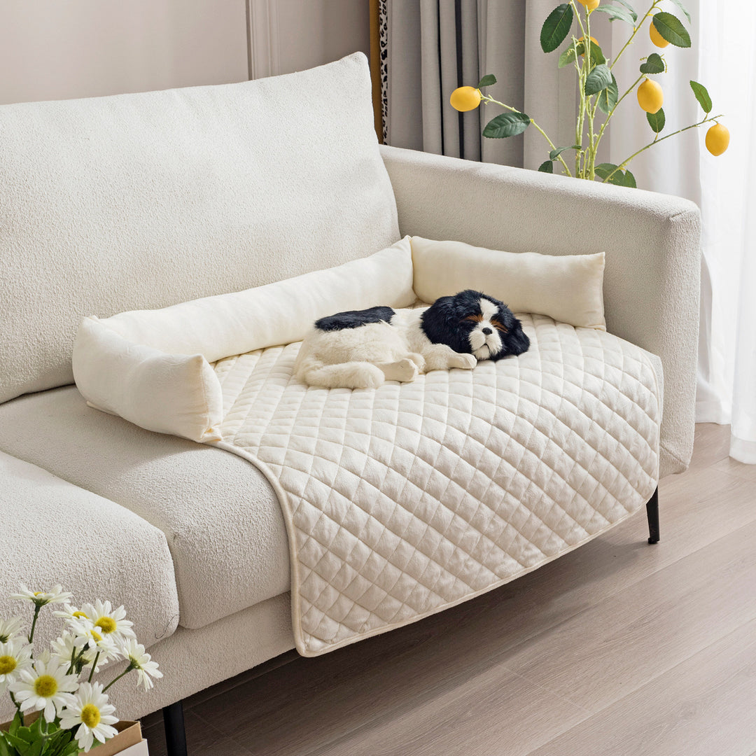 Curved Dog Sofa Bed With Pillow To Protect Furniture