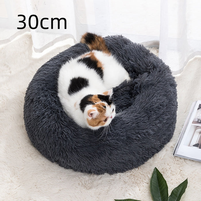 Snugleigh Fluffy round pet bed for cats and dogs, 30–100 cm