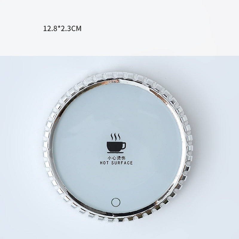 Round mug warmer coaster with mug on top