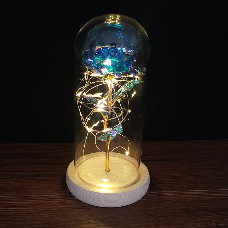 Enchanted Rose Lamp In Glass Dome With Warm LED Base