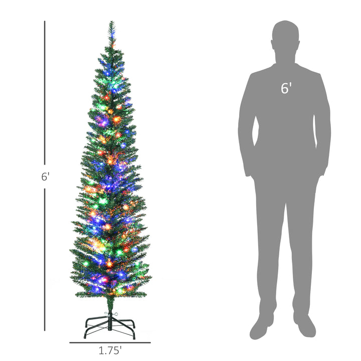 Green pencil tree with multicoloured lights