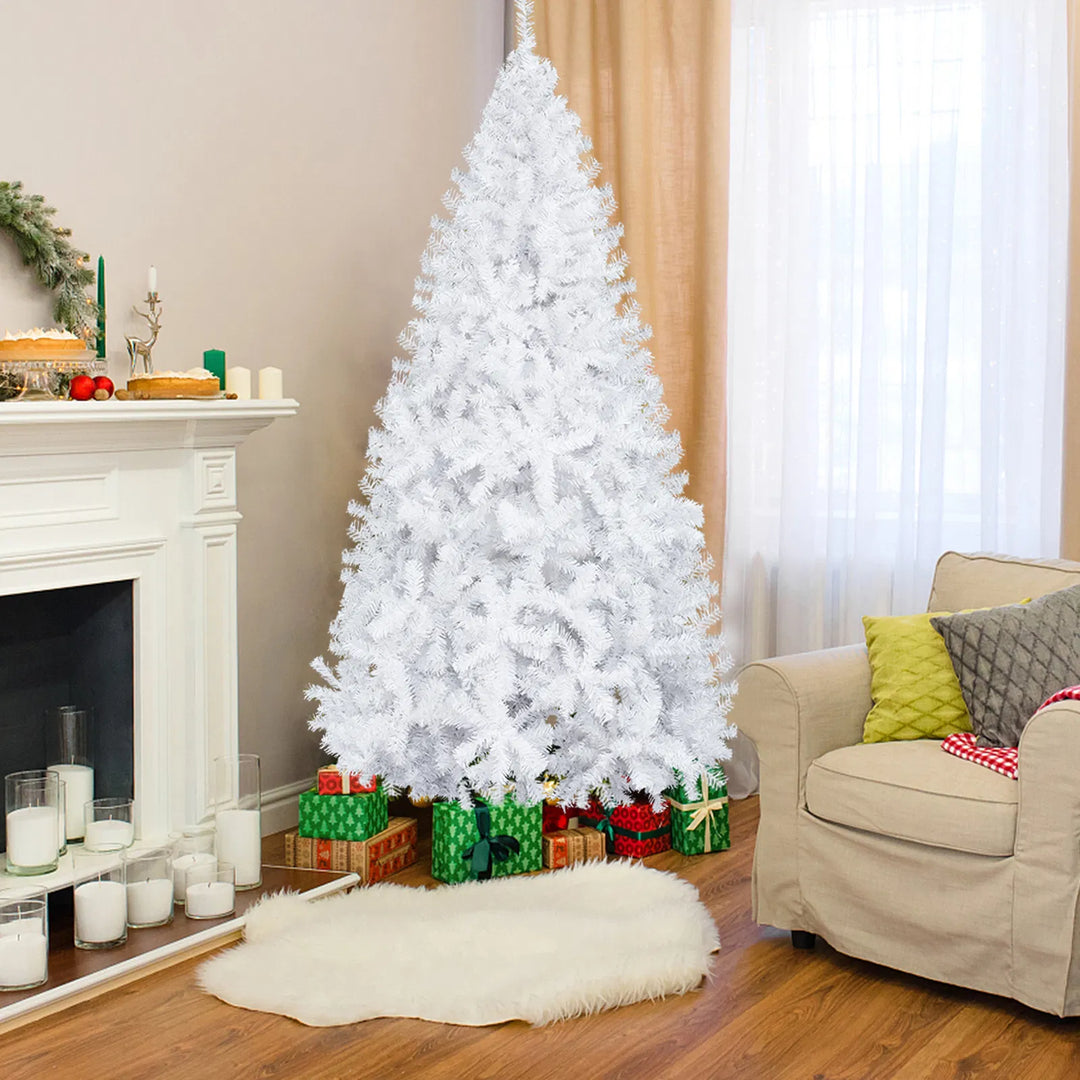 White unlit artificial Christmas tree