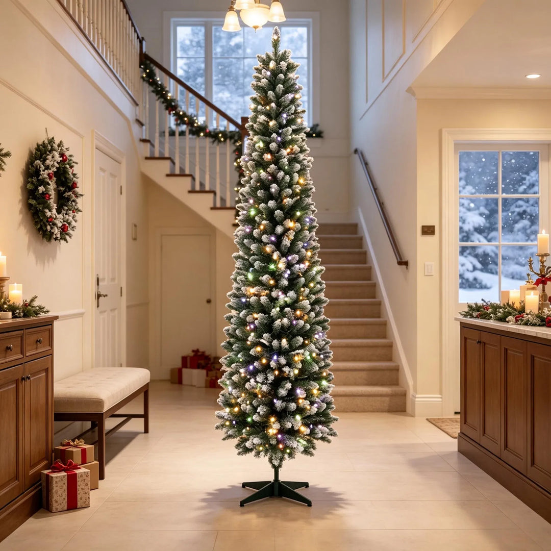 Tall frosted pencil tree with remote