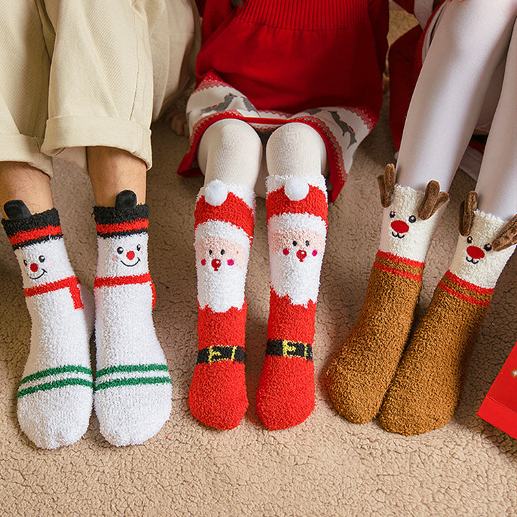 Kids fluffy reindeer Christmas socks