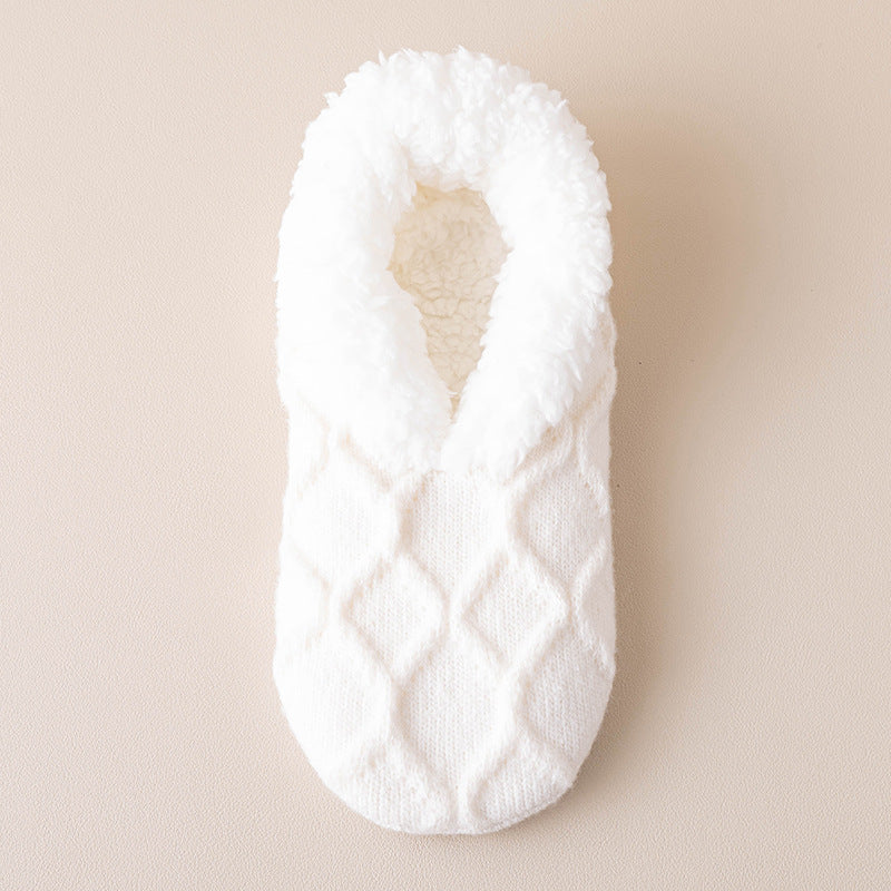 Beige slipper socks with grip dots