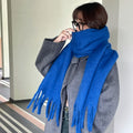 Pink oversized fluffy scarf with tassels