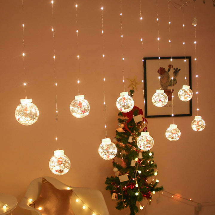 Christmas Curtain LED Fairy Lights Santa Gift Tree Designs