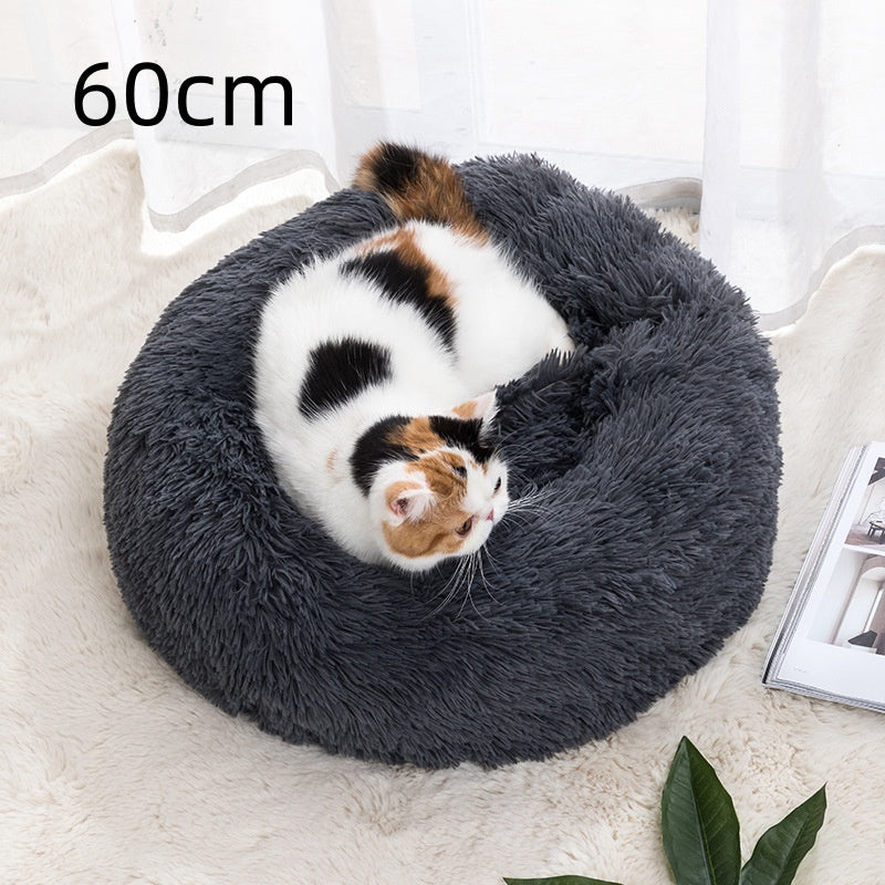 Round Winter Warm Pet Bed In Soft Cloth, 30 To 100cm