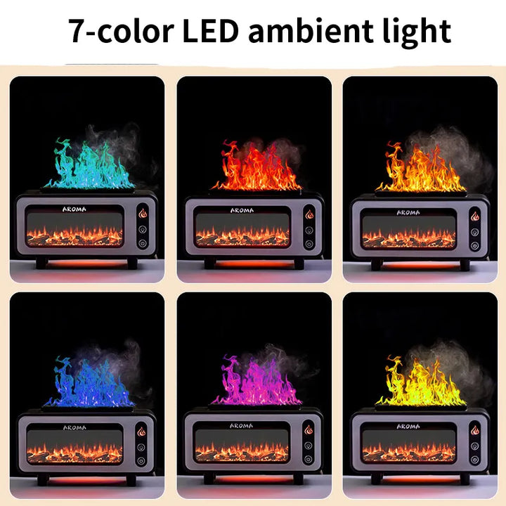 Fireplace Flame Aroma Diffuser With Humidistat, 200ml, 7 Colours