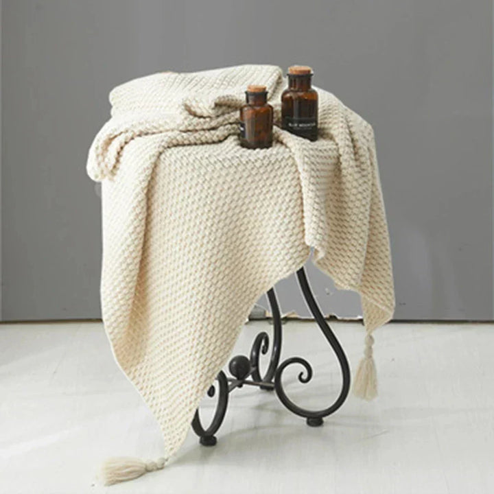 Handwoven Wool Blanket with Fringe
