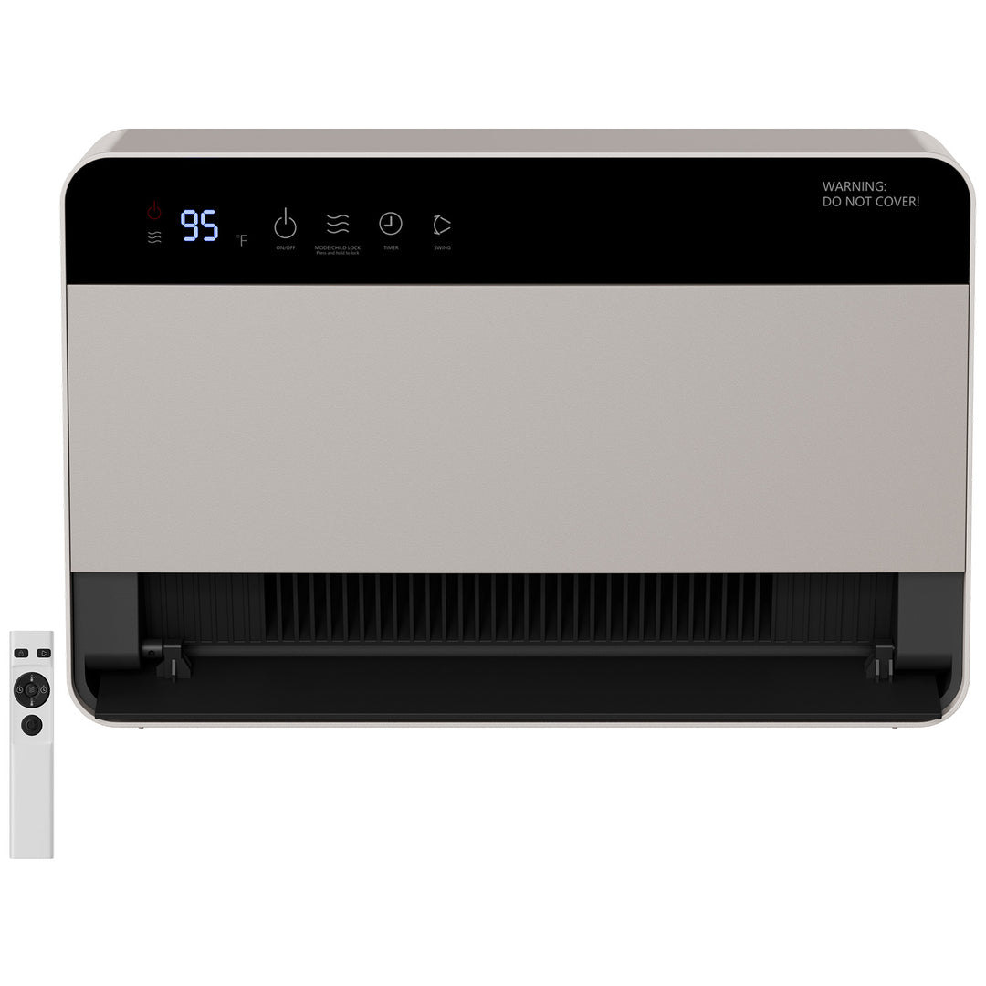 white compact wall-mounted heater with remote