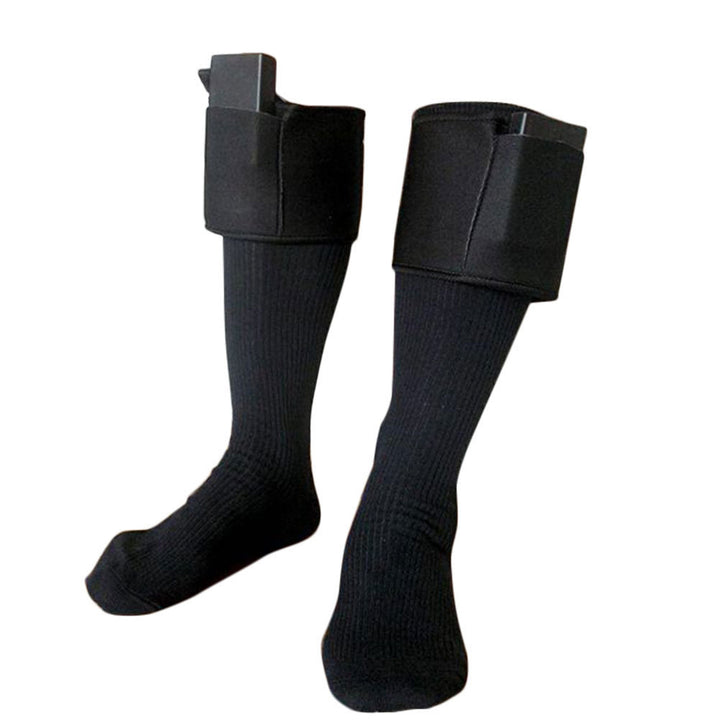 Black heated socks with calf battery case