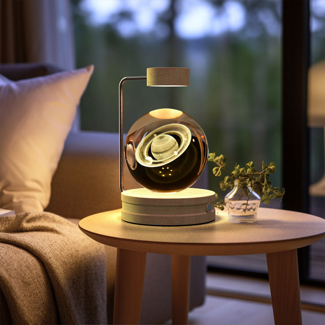 Crystal ball lamp with engraved 3D design