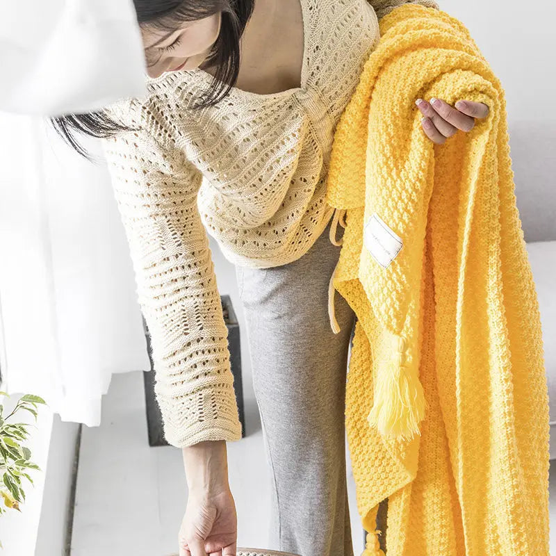 Handwoven Wool Blanket with Fringe
