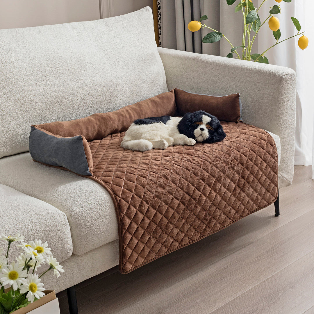 Curved Dog Sofa Bed With Pillow To Protect Furniture