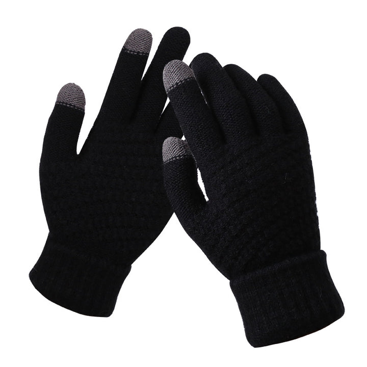 Navy textured knit touchscreen gloves