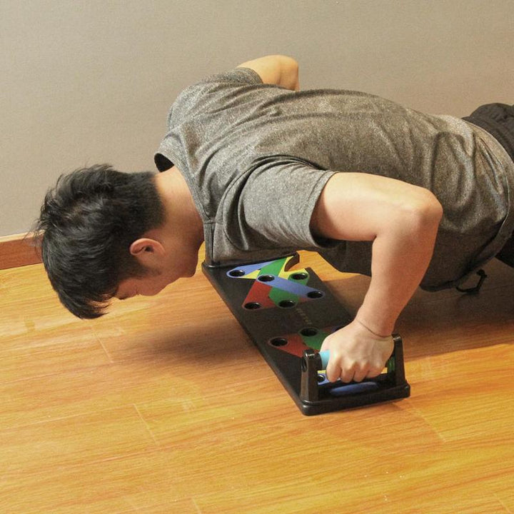 Foldable colour-coded push-up board