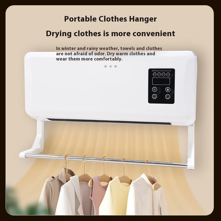 White wall-mounted bathroom heater with drying rail