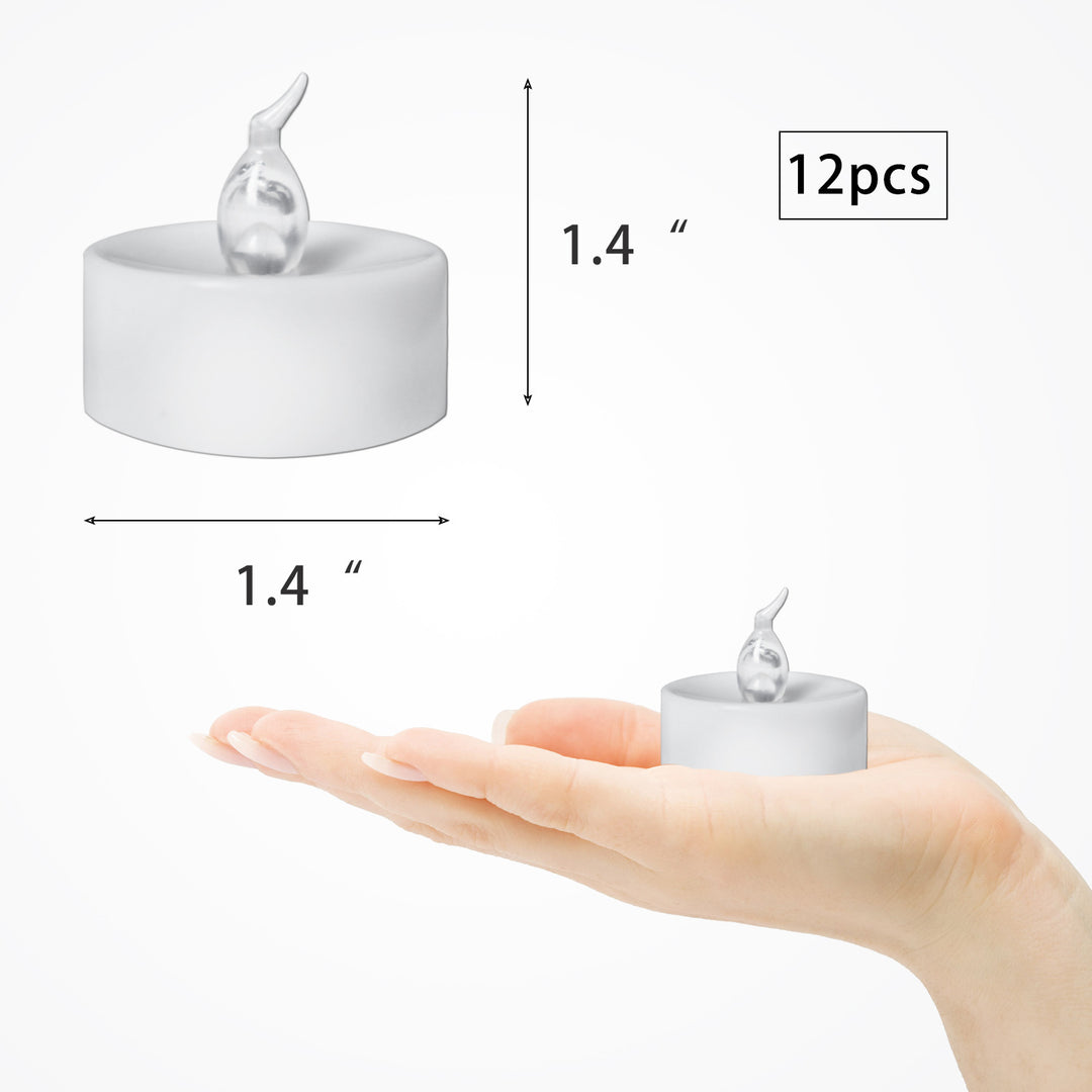 Flickering LED Tea Light Candles, Battery Powered, Pack Of 12