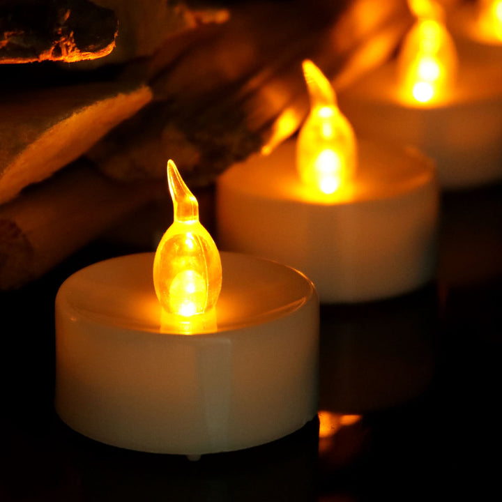 Flickering LED Tea Light Candles, Battery Powered, Pack Of 12