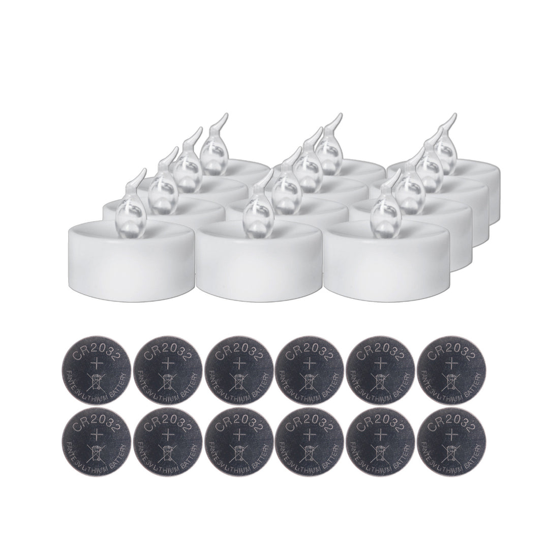 Flickering LED Tea Light Candles, Battery Powered, Pack Of 12