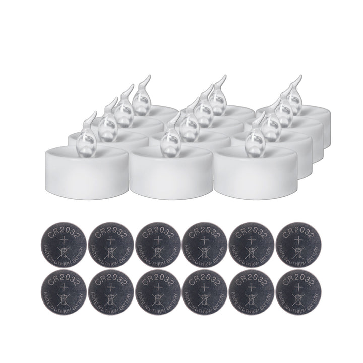 Flickering LED Tea Light Candles, Battery Powered, Pack Of 12