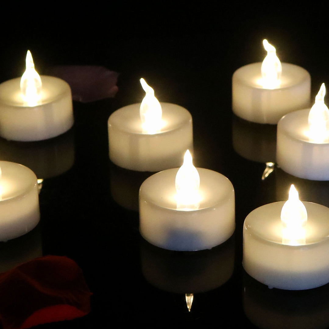 Flickering LED Tea Light Candles, Battery Powered, Pack Of 12