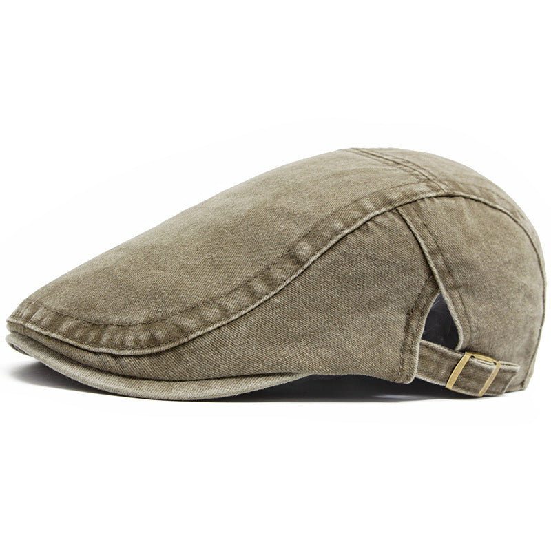 Navy washed denim flat cap