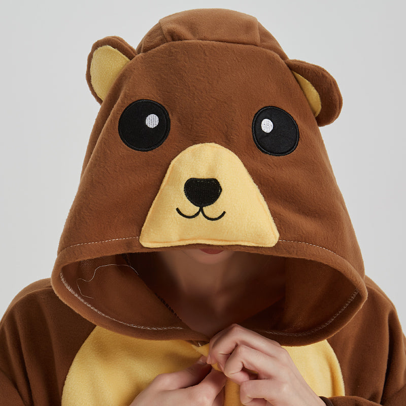 Brown Bear Fleece Onesie, Animal One-Piece Pyjamas