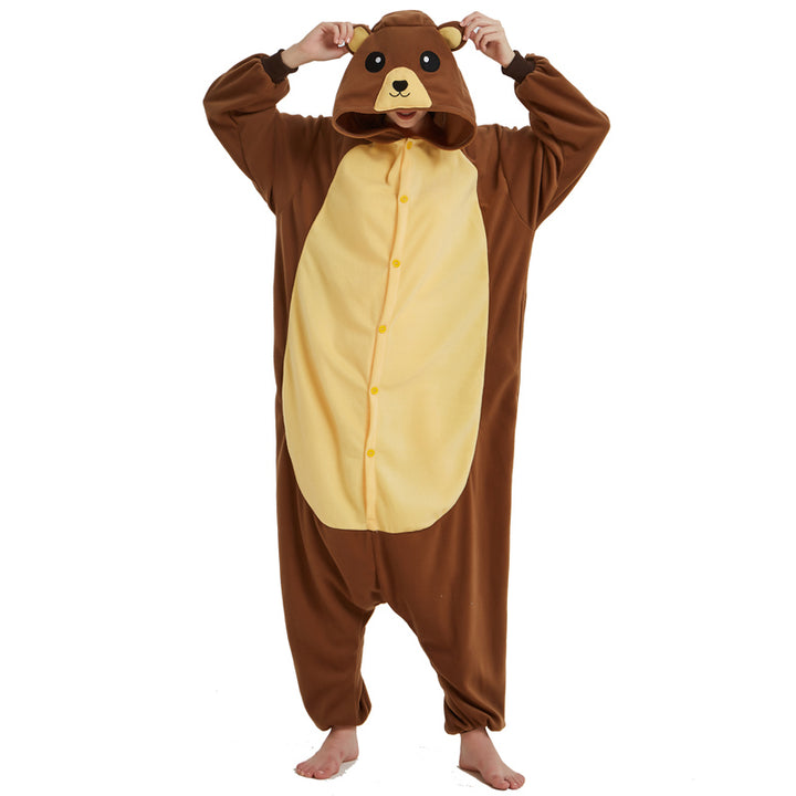 Brown Bear Fleece Onesie, Animal One-Piece Pyjamas