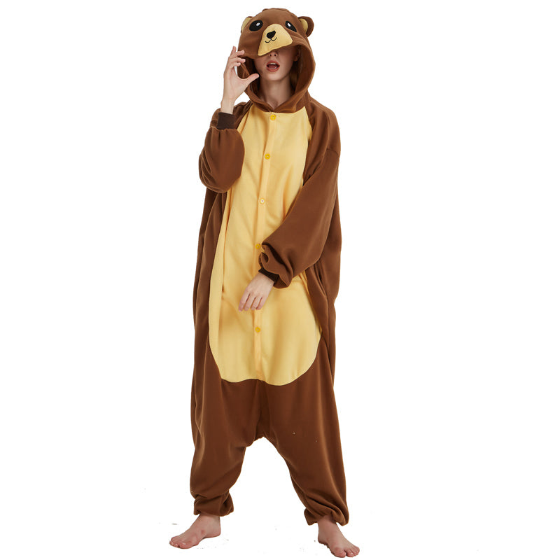 Brown Bear Fleece Onesie, Animal One-Piece Pyjamas