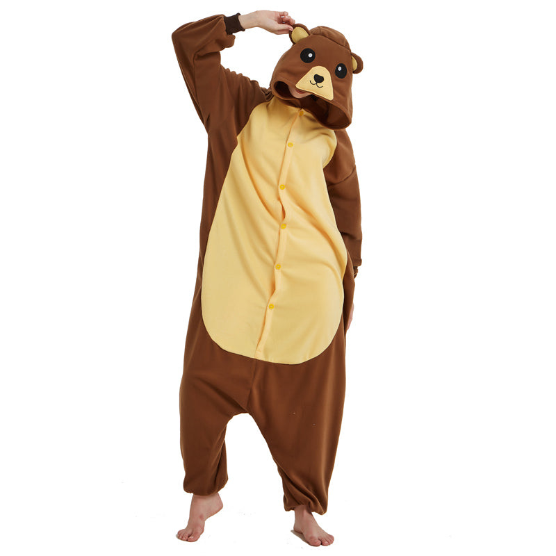 Brown Bear Fleece Onesie, Animal One-Piece Pyjamas