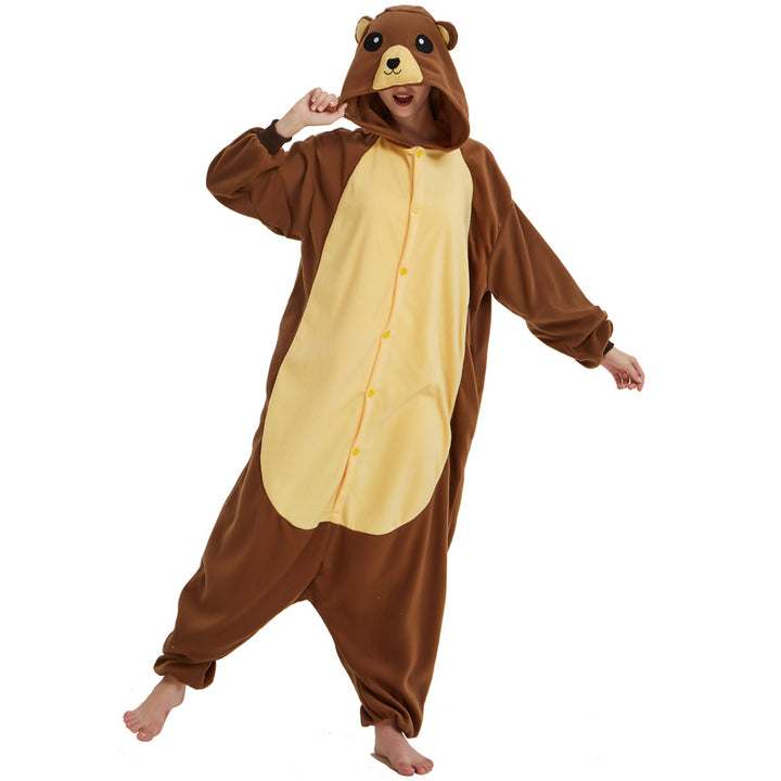 Brown Bear Fleece Onesie, Animal One-Piece Pyjamas