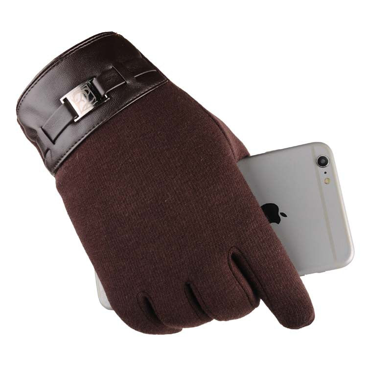 Black mens touchscreen gloves with buckle cuff