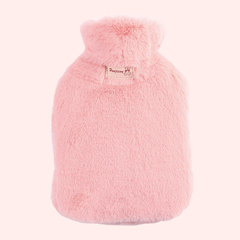 Fluffy Hot Water Bottle With Soft Rabbit Fur Style Cover