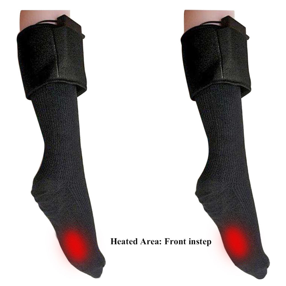 Black heated socks with calf battery case