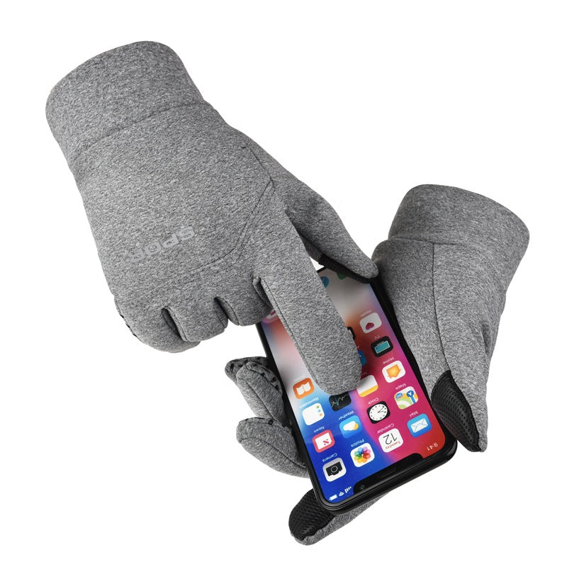 Black velvet lined winter sports gloves