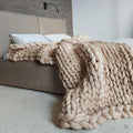 Snugleigh™ Hand-Knitted Wool Blanket with Breathable Open Weave