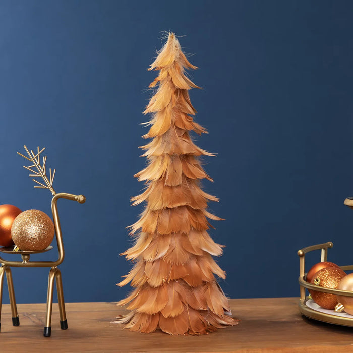 Snugleigh Rust Orange Feather Cone Christmas Tree Decoration