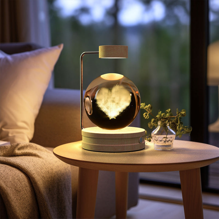 Crystal ball lamp with engraved 3D design