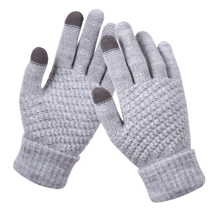 Navy textured knit touchscreen gloves