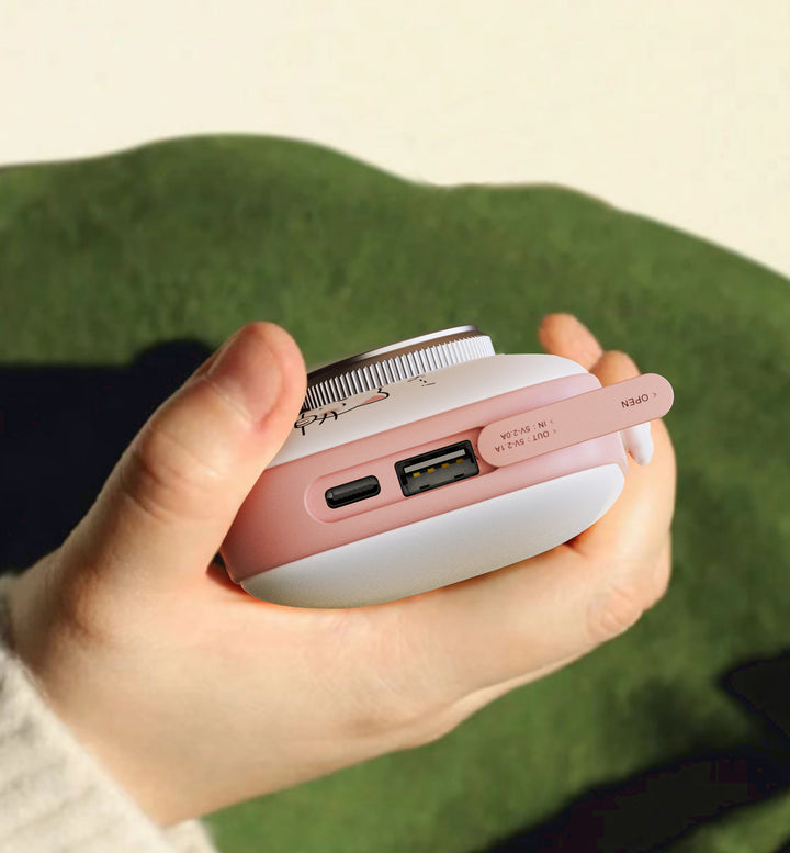 Pink camera shaped hand warmer power bank