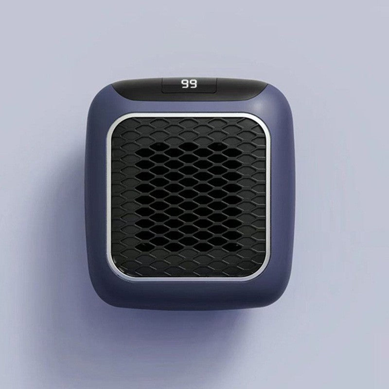 Grey mini plug-in fan heater with remote