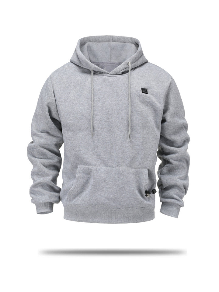 Man wearing black USB heated hoodie