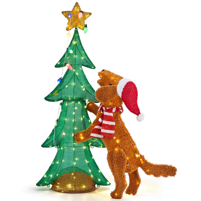 Snugleigh Light-Up Dog Climbing a Christmas Tree, 120 cm